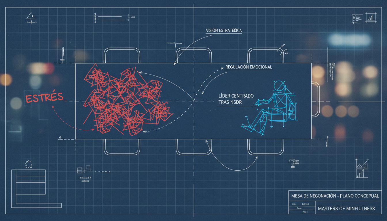 Ilustración conceptual estilo 'blueprint' o plano arquitectónico. Muestra una
