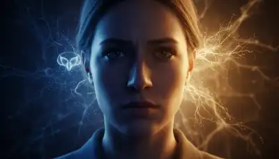 A split-screen or dual-lighting photorealistic portrait of a person's profile. One side is cast in cool, tense blue shadows representing the hypervigilant fight-or-flight amygdala state, while the other side is illuminated by warm, golden, peaceful light representing calm rational thought and a balanced prefrontal cortex. High resolution, scientifically inspired yet artistic and deeply emotional.