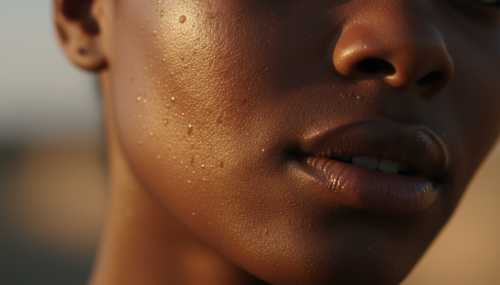 Macro beauty shot of flawless, hydrated, glowing skin on a diverse woman's cheek and jawline. Warm golden hour light reflecting off the skin's surface, showing elasticity, firmness, and cellular health. Natural texture, incredibly detailed, depth of field, high-end skincare aesthetic.