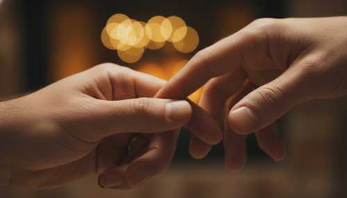 Photorealistic macro shot of two hands gently touching, focusing intensely on the texture of the skin and the delicate, mindful pressure of the fingertips. The background is a beautifully blurred, warm and intimate setting with soft golden bokeh lights. Cinematic, highly detailed, evocative of sensory connection and somatic presence.