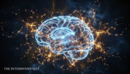 A stunning photorealistic double-exposure image blending a glowing human brain with a complex network of luminous immune cells and neural pathways. Cinematic lighting, deep blue and golden tones, symbolizing the profound mind-body connection in modern medical science. High-end editorial style.
