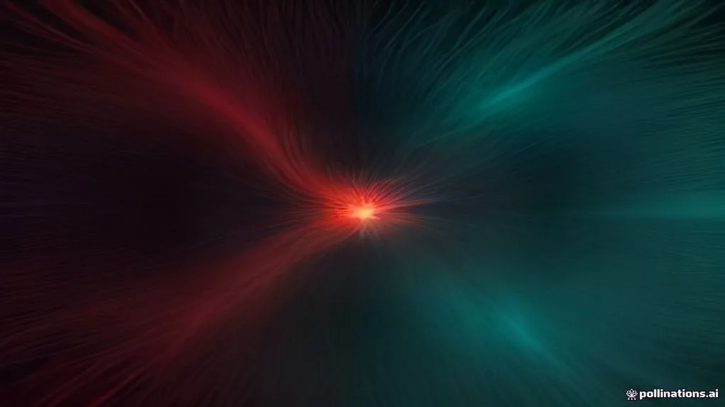 Macro photography of bioluminescent neural networks or glowing plant fibers, transitioning from a warm, chaotic red-orange glow on one side to a deep, calm, cool-blue and teal light on the other, representing the shift from rumiation to stillness. Highly detailed patterns, soft depth of field, dark moody background, high-end scientific aesthetic, organic, ethereal.
